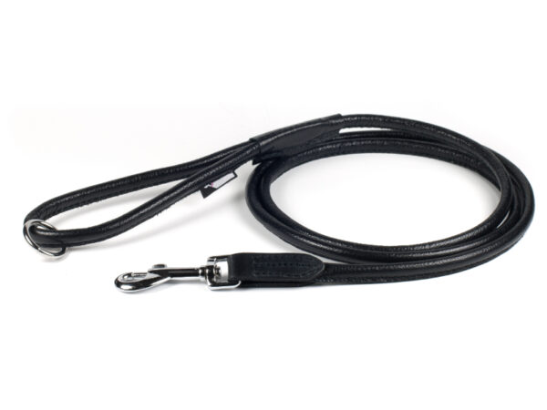 Round leather leash Ø6mm BLACK - Image 1