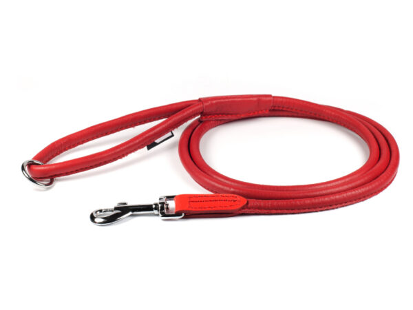 Round leather leash Ø6mm RED - Image 2