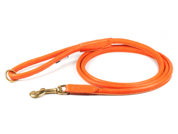 Round leather leash Ø6mm ORANGE - Image 1